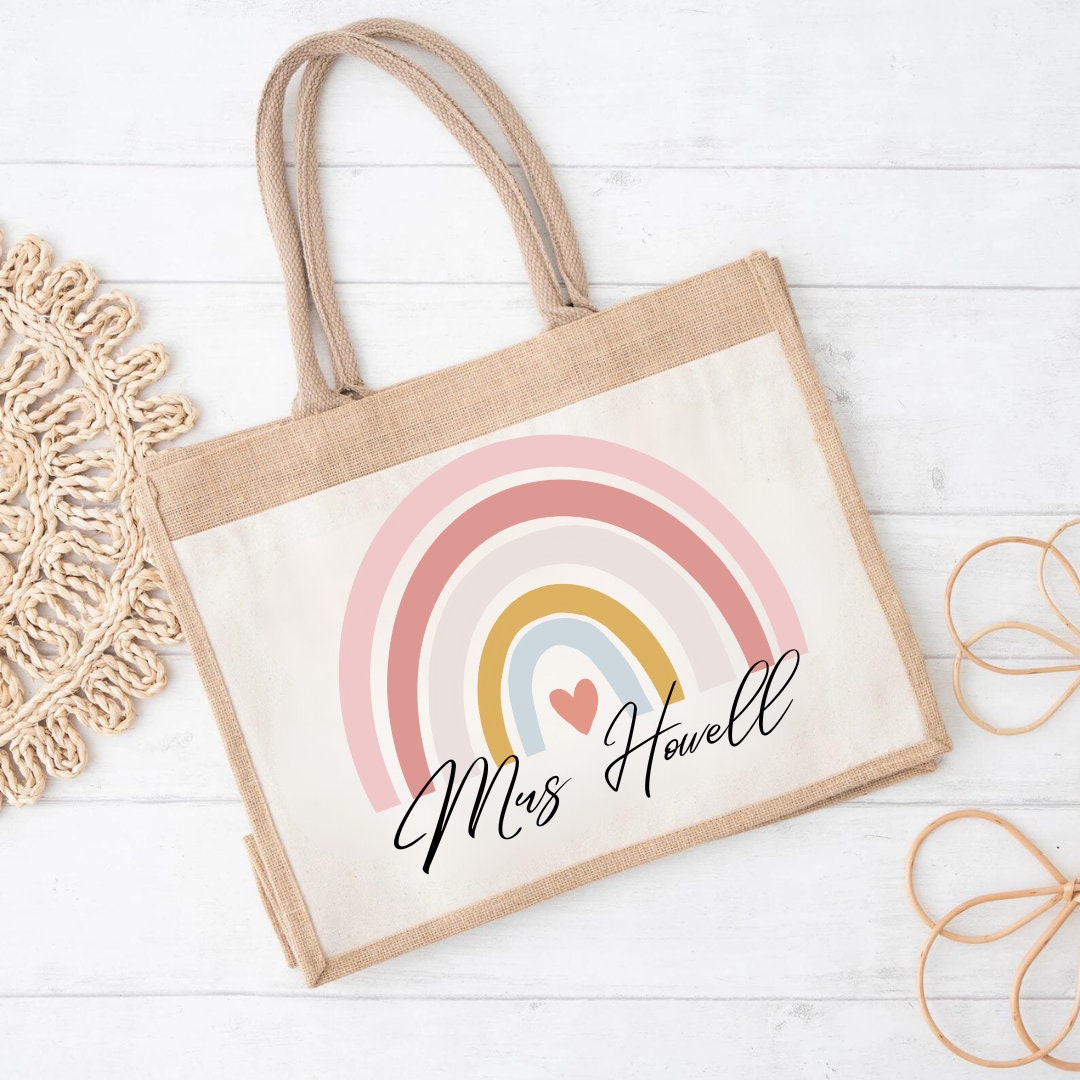 Personalised Teacher Bag - Personalised Teacher Bag - Teacher Gift - Teacher Gifts - Thank You Teacher Gift - Jute Lunch Bag - Teachers