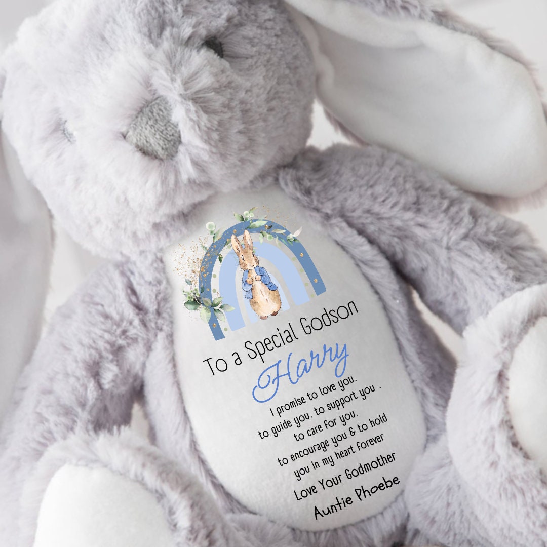 Personalised Christening Gift,Baby Boy,Naming Day,Godson Christening Gifts,Boys, Baptism,Christening Teddy,Bear,Keepsake,Grandson,Bunny