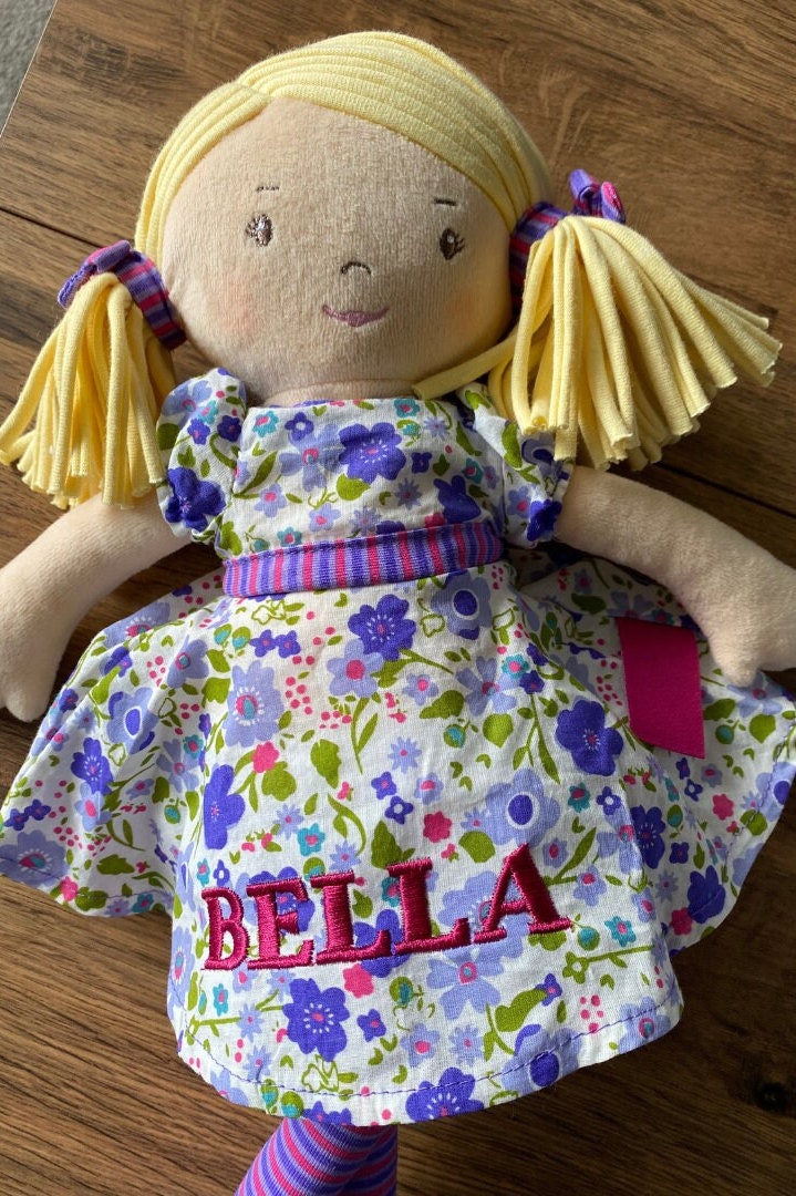 Personalised Rag Doll,Embroidered ,Christmas ,Baby Gift ,Christening Personalised Doll , New Baby , Birth Keepsake , Baby Girl , Baby Shower