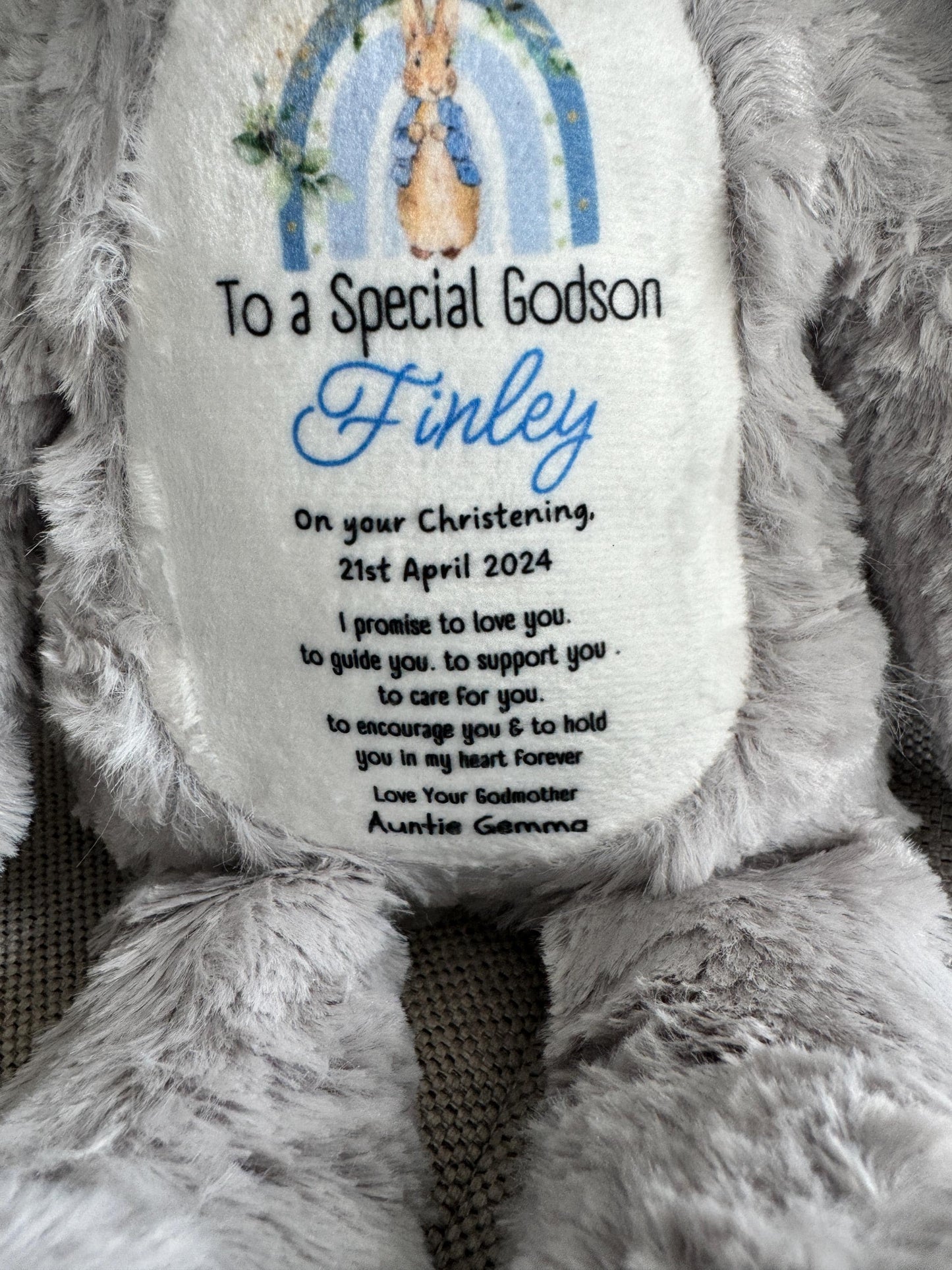 Personalised Christening Gift,Baby Boy,Naming Day,Godson Christening Gifts,Boys, Baptism,Christening Teddy,Bear,Keepsake,Grandson,Bunny