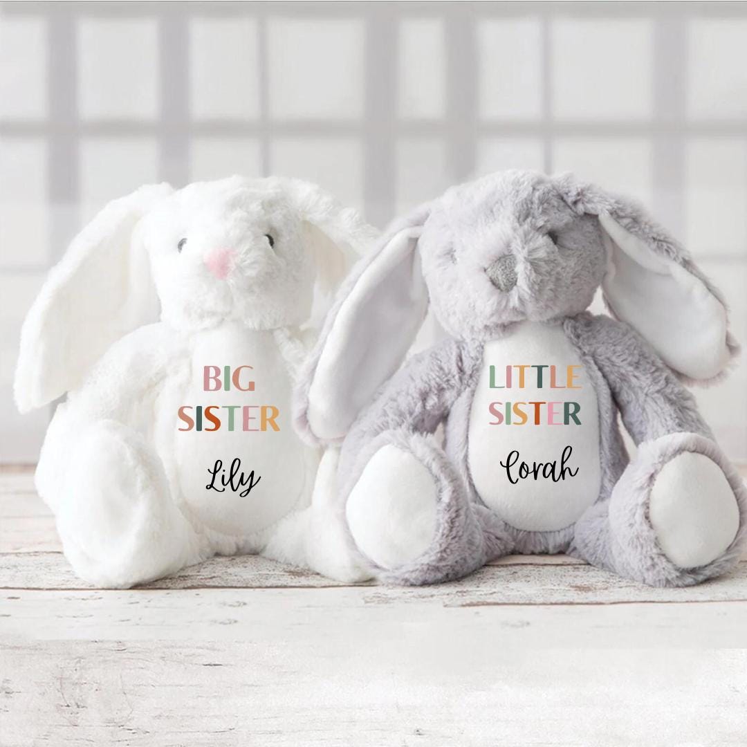 Personalised Big Sister Teddy , Little Sister Gift , Baby Announcement , New Baby Gift , Big Sister Gift