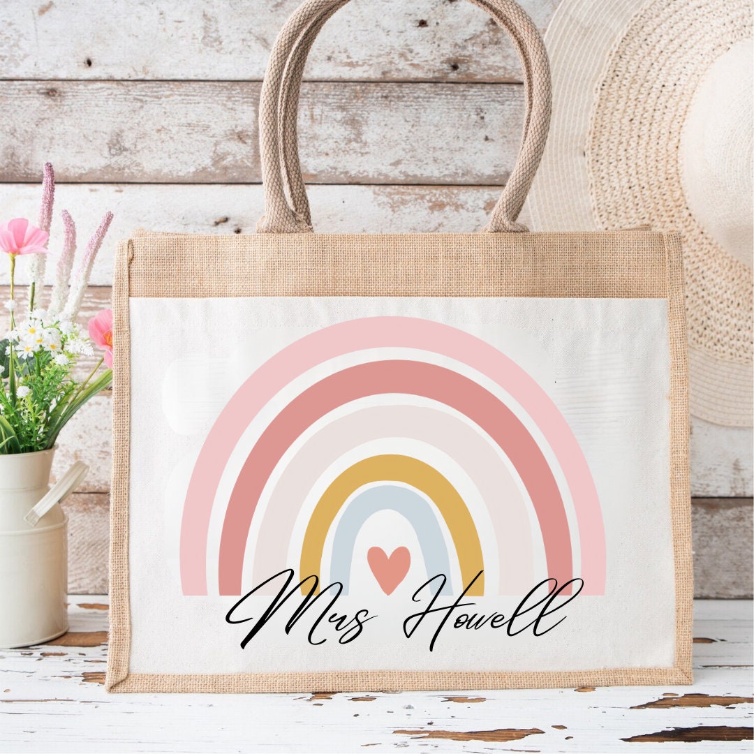 Personalised Teacher Bag - Personalised Teacher Bag - Teacher Gift - Teacher Gifts - Thank You Teacher Gift - Jute Lunch Bag - Teachers