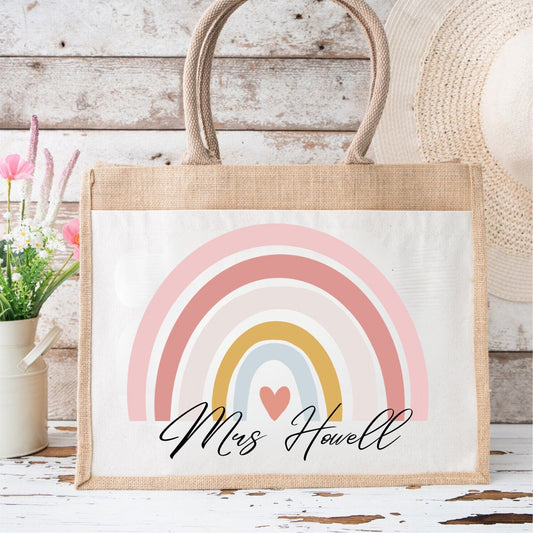 Personalised Teacher Bag - Personalised Teacher Bag - Teacher Gift - Teacher Gifts - Thank You Teacher Gift - Jute Lunch Bag - Teachers