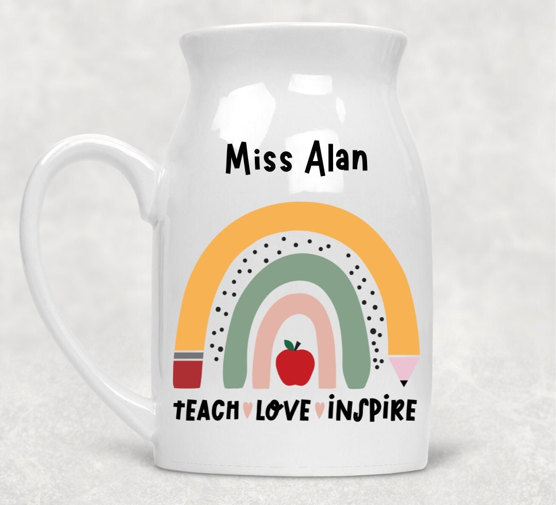 Personalised Teacher Gift, Personalised Teacher Vase, Personalised Teacher Flower Vase, Rainbow Teacher Gift, Personalised Teachers Gift