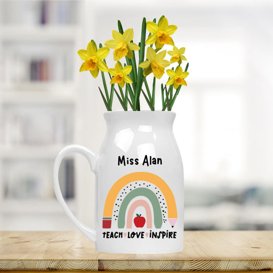 Personalised Teacher Gift, Personalised Teacher Vase, Personalised Teacher Flower Vase, Rainbow Teacher Gift, Personalised Teachers Gift