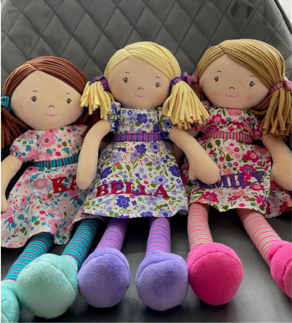 Personalised Rag Doll,Embroidered ,Christmas ,Baby Gift ,Christening Personalised Doll , New Baby , Birth Keepsake , Baby Girl , Baby Shower