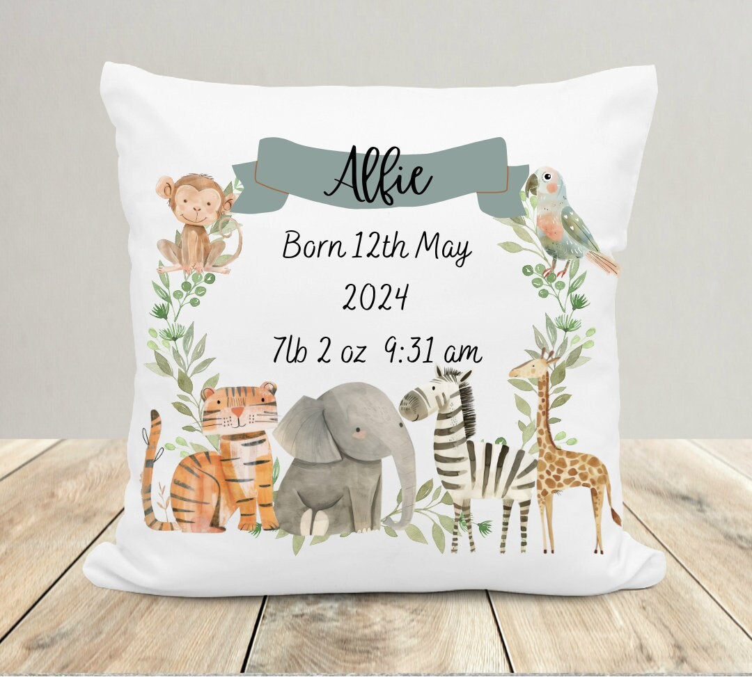 Safari Nursery Cushion,Nursery Decor,Baby Boy Gifts, New Baby Gift, Pillow, Jungle,Toddler Bedroom,Safari Nursery, Newborn