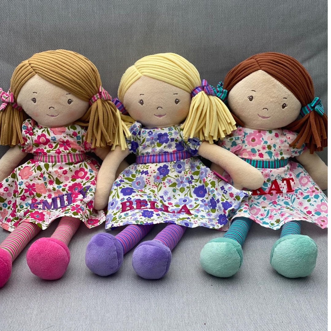 Personalised Rag Doll,Embroidered ,Christmas ,Baby Gift ,Christening Personalised Doll , New Baby , Birth Keepsake , Baby Girl , Baby Shower