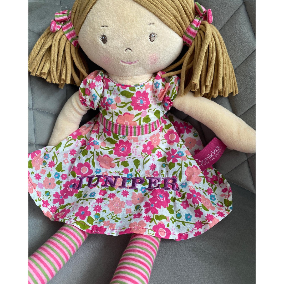 Personalised Rag Doll,Embroidered ,Christmas ,Baby Gift ,Christening Personalised Doll , New Baby , Birth Keepsake , Baby Girl , Baby Shower