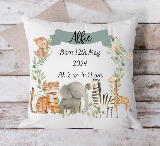 Safari Nursery Cushion,Nursery Decor,Baby Boy Gifts, New Baby Gift, Pillow, Jungle,Toddler Bedroom,Safari Nursery, Newborn