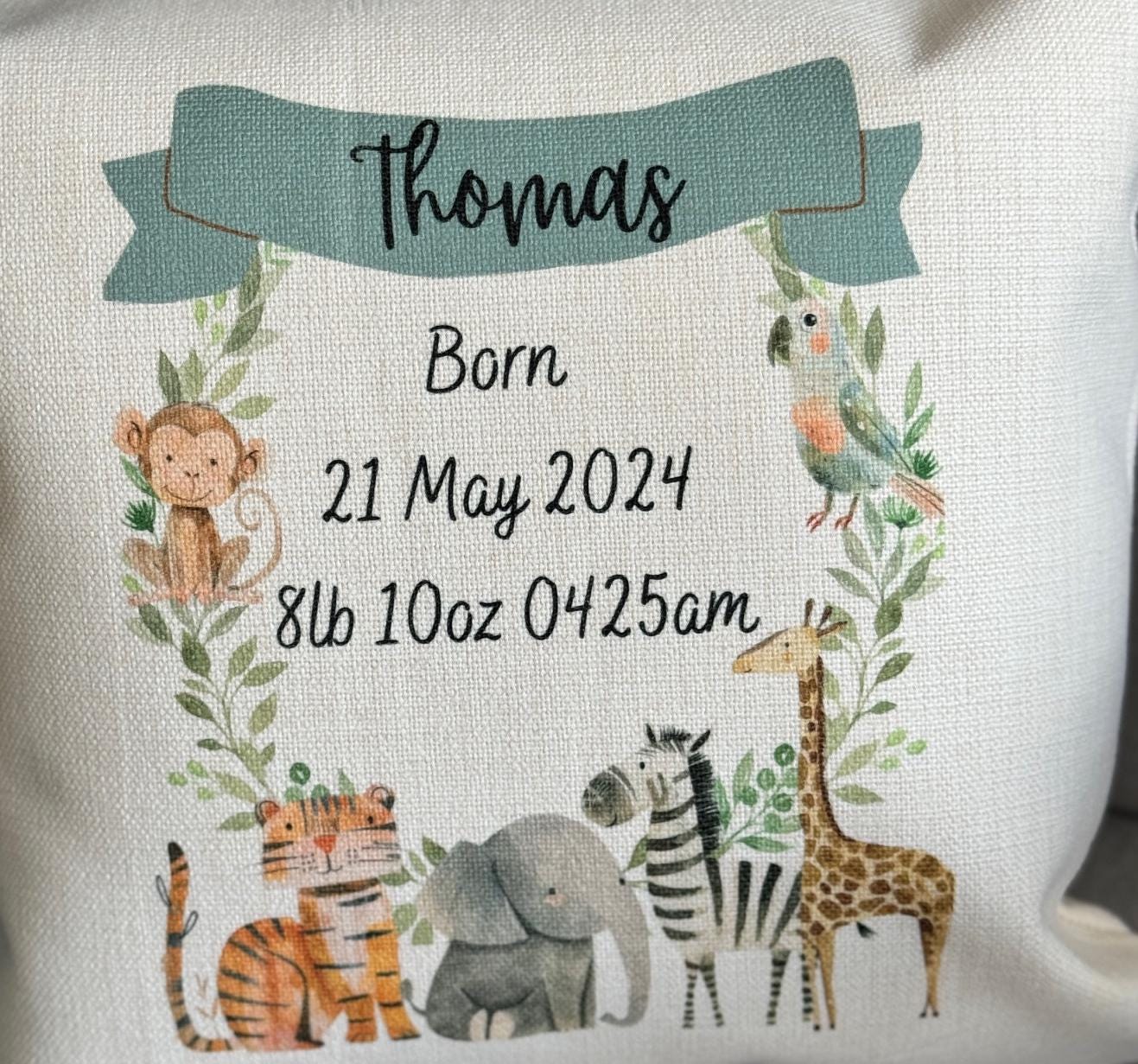Safari Nursery Cushion,Nursery Decor,Baby Boy Gifts, New Baby Gift, Pillow, Jungle,Toddler Bedroom,Safari Nursery, Newborn
