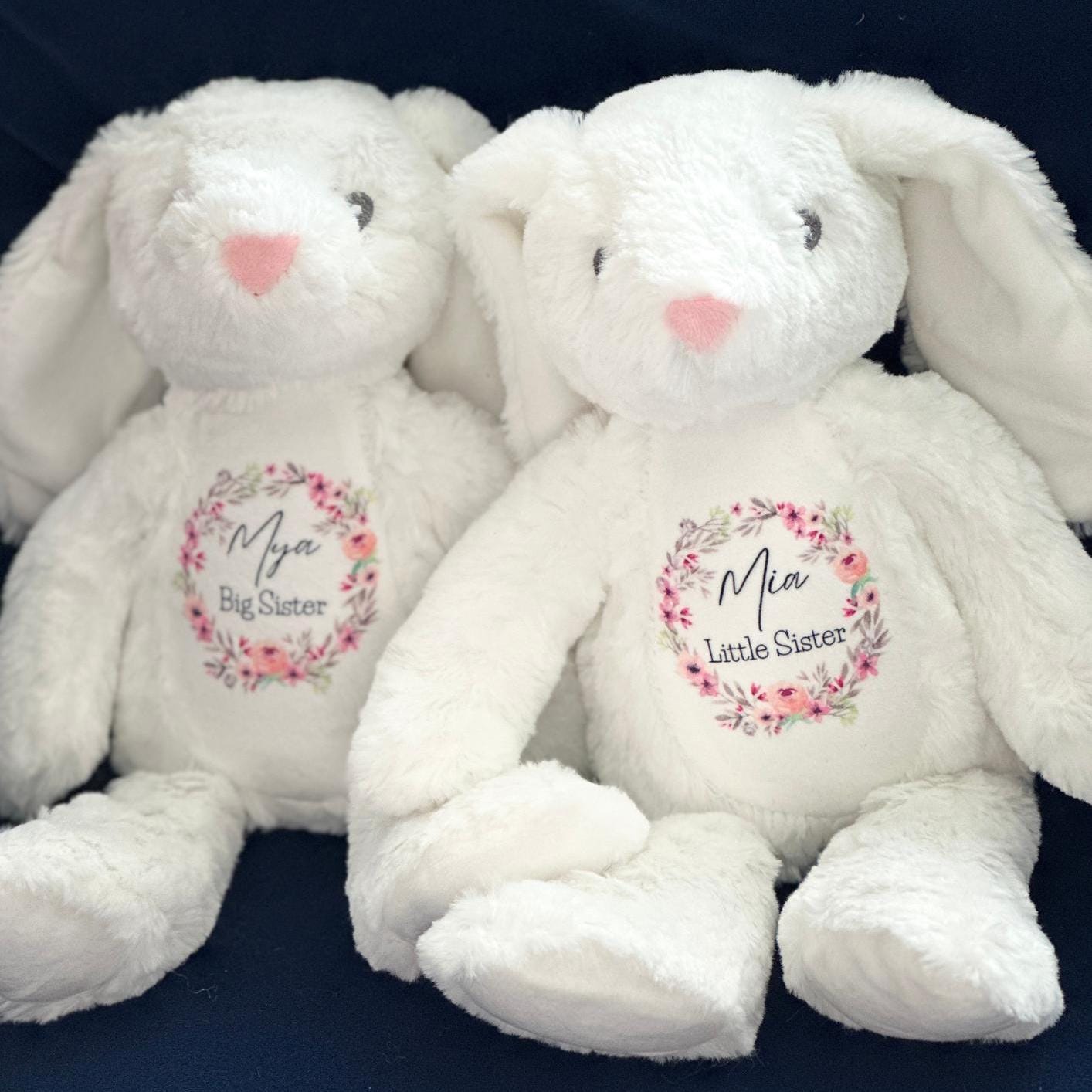 Personalised Bunny,Baby Gift,New Baby Gift, Baby Keepsake,Baby Girl ,Gifts, Big Sister Gift, Little Sister Gifts, New Sister Gift , Sister