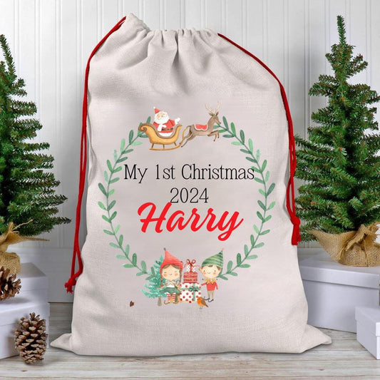 Personalised Santa Sack, Christmas Sack, Christmas Eve Box,Baby First Christmas, Christmas Gift Bag , Baby Girl, Toy Sack,Christmas Stocking