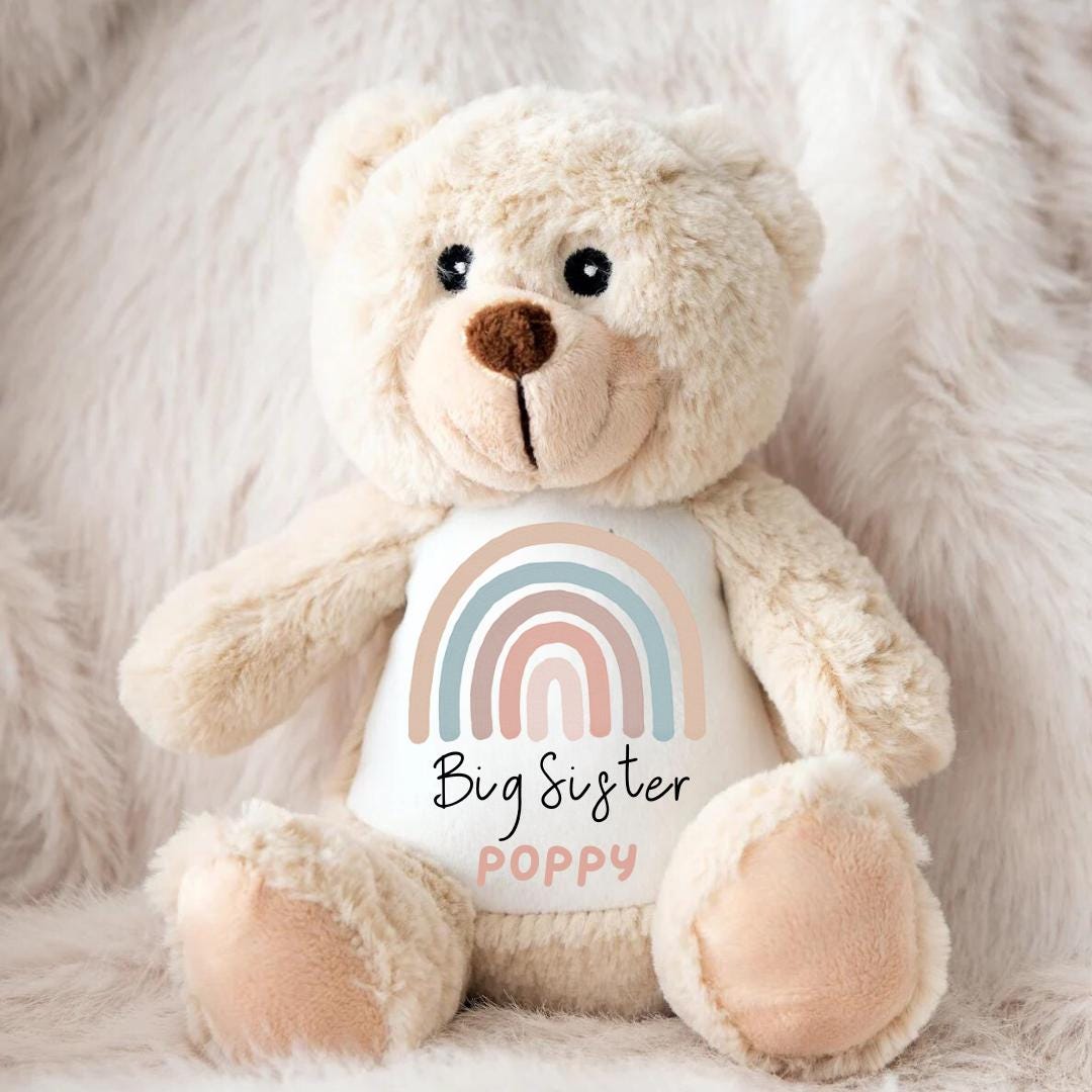 Personalised Teddy ,Baby Gift,New Baby Gift, Baby Keepsake,Baby Girl ,Gifts, Big Sister Gift, Little Sister Gifts, New Sister Gift , Sister