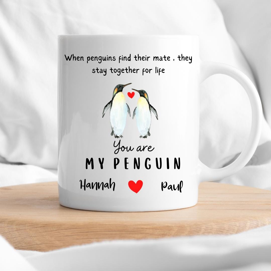 Personalised Penguin Valentine's Day Mug - Valentines Mug - Valentines Gift - Anniversary Gifts - Funny Valentines