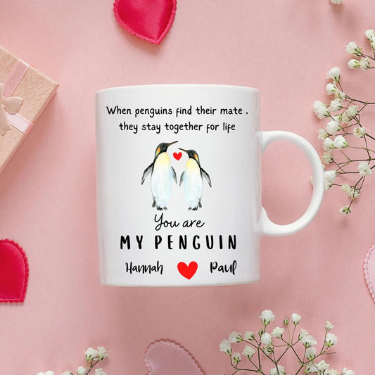 Personalised Penguin Valentine's Day Mug - Valentines Mug - Valentines Gift - Anniversary Gifts - Funny Valentines