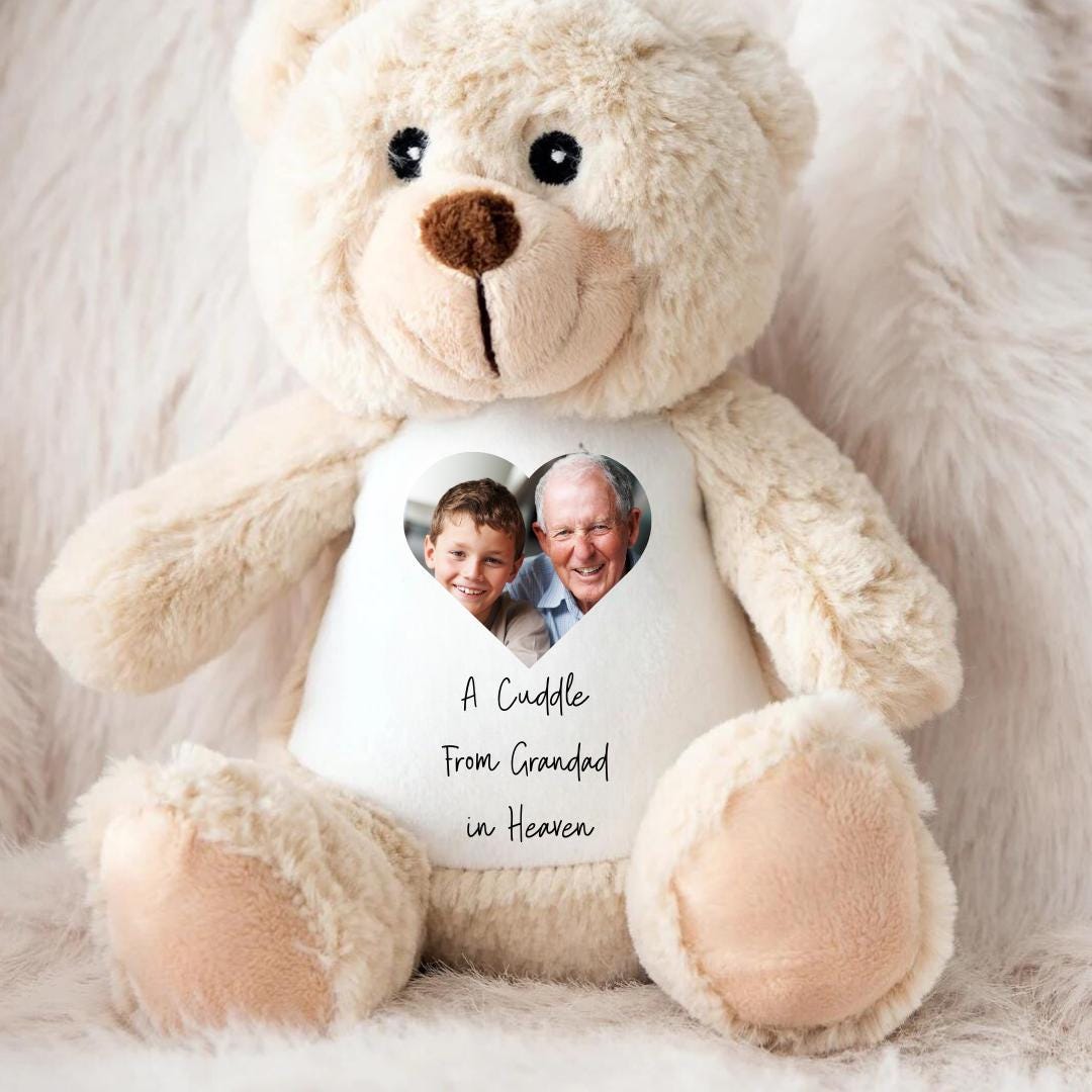 Memory Photo Teddy, In Memory Gift, Bereavement Gift ,Memorial ,Keepsake Present, Memorial Photo Gift, Grandad In Heaven, Teddy Bear