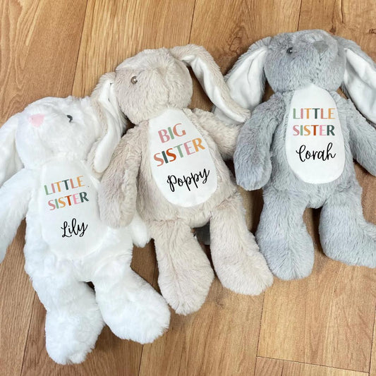 Personalised Big Sister Teddy , Little Sister Gift , Baby Announcement , New Baby Gift , Big Sister Gift