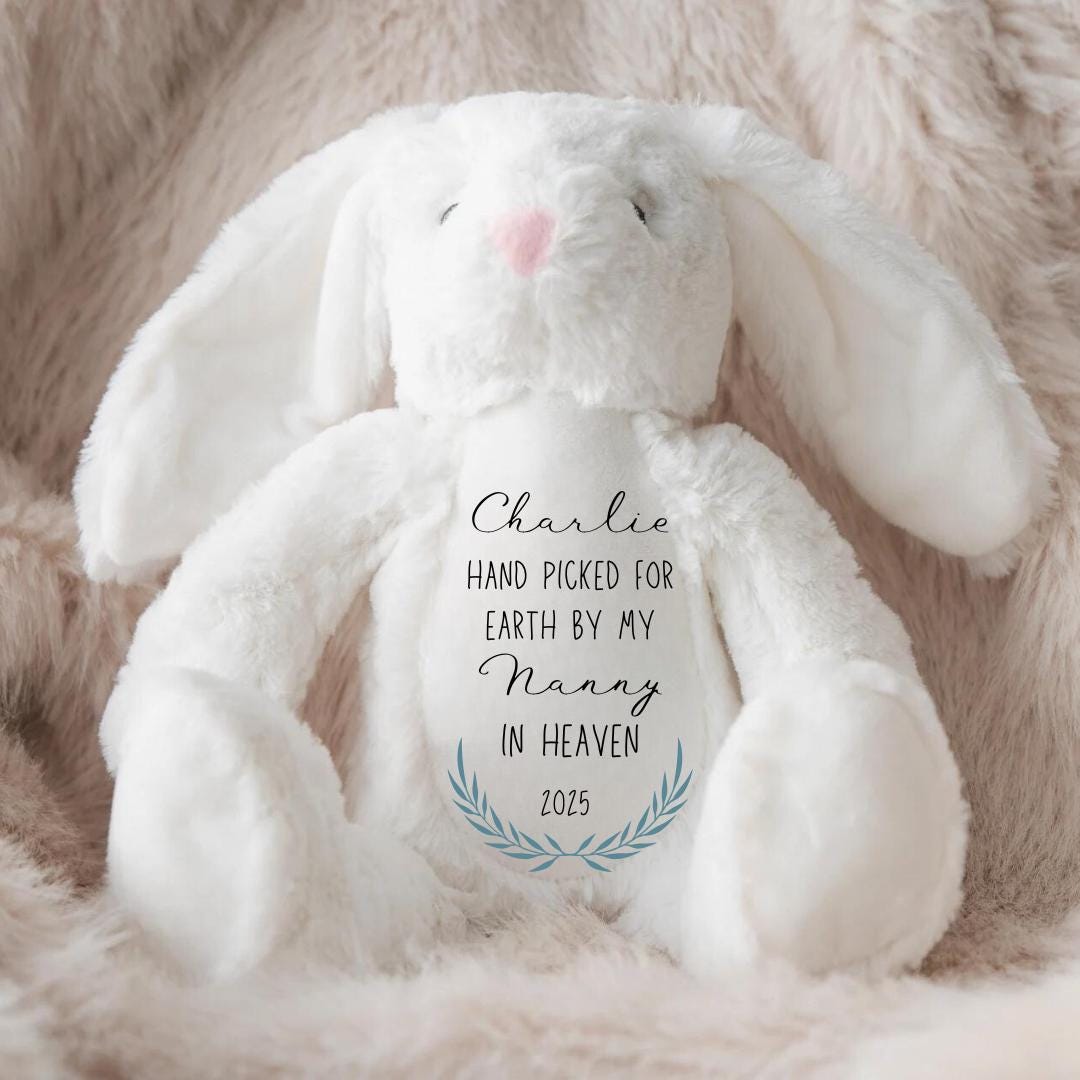 Personalised Grandparent Memory Teddy - Grandad in Heaven Bunny - Nana Memorial Bunny - Sent From Heaven Gift - New Baby Gifts - Grandma