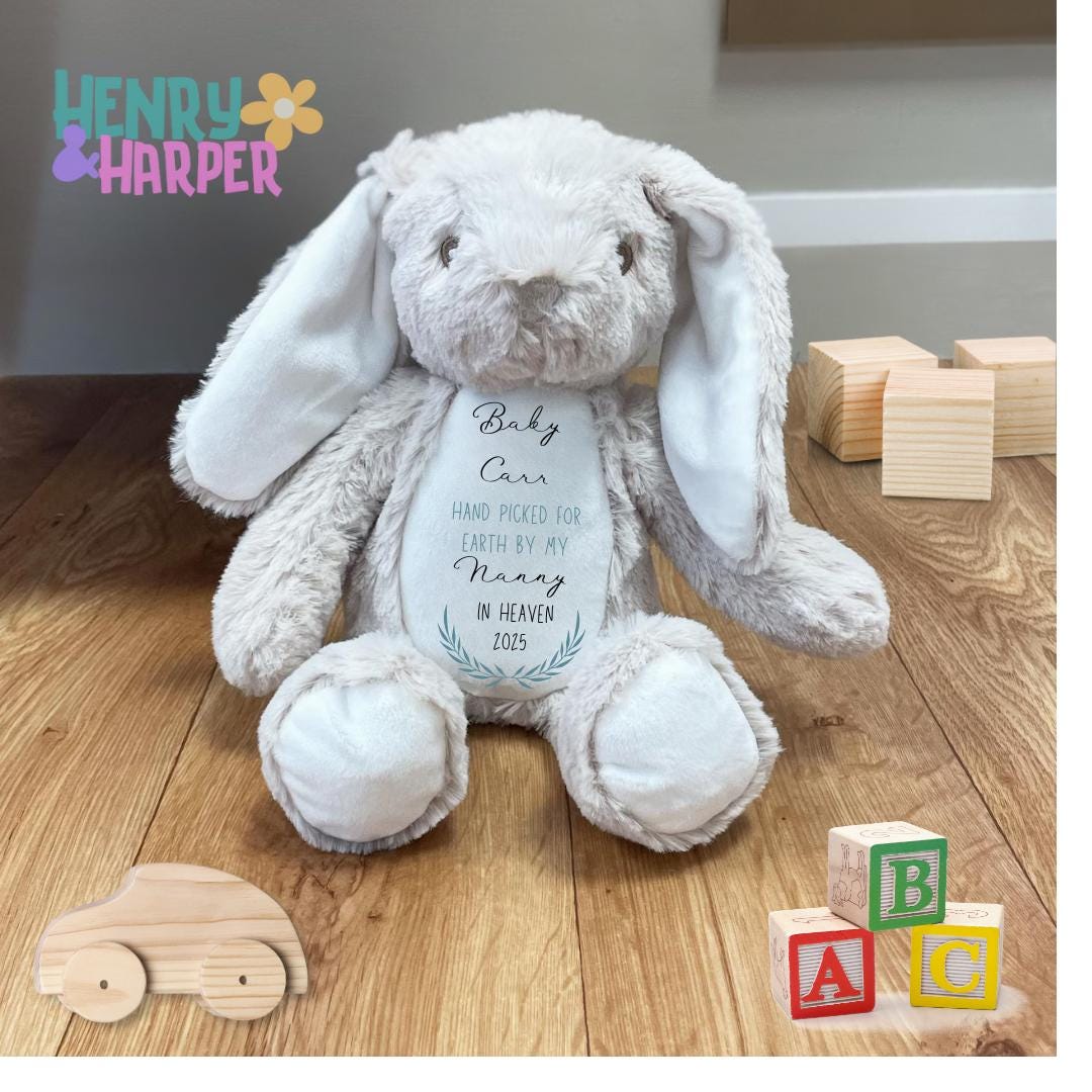 Personalised Grandparent Memory Teddy - Grandad in Heaven Bunny - Nana Memorial Bunny - Sent From Heaven Gift - New Baby Gifts - Grandma