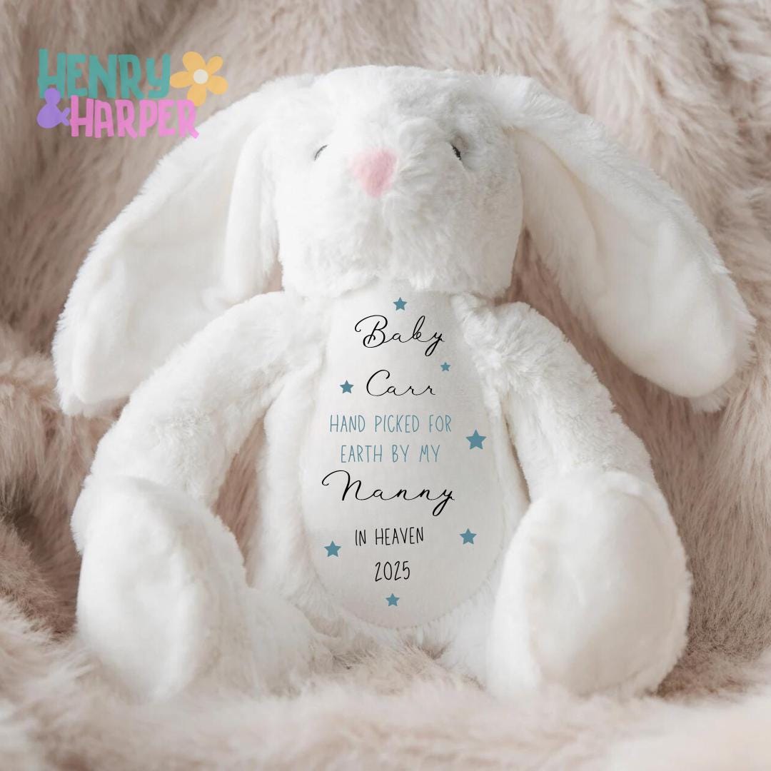 Personalised Grandparent Memory Teddy - Grandad in Heaven Bunny - Nana Memorial Bunny - Sent From Heaven Gift - New Baby Gifts - Grandma