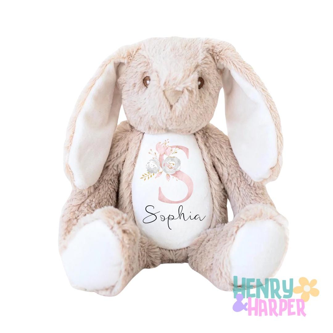 Personalised Baby Bunny Rabbit Teddy - Personalised Baby Gift - Baby Girl - New Baby Gift - Baby Shower - Nursery Decor