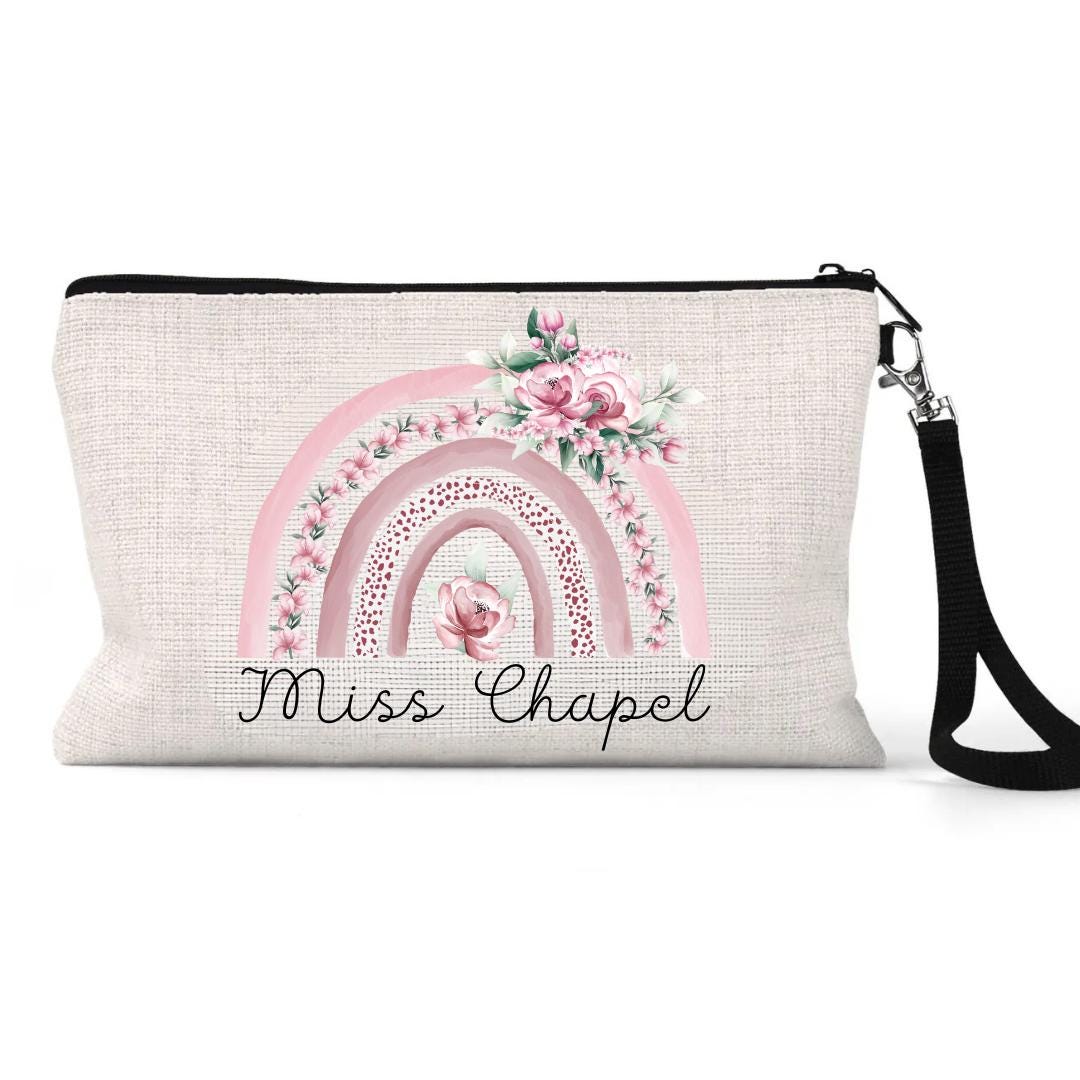 Personalised Teacher Pencil Case | Rainbow Design End of Term Gift | Teaching Assistant Thank You | Nursery Worker Present | School Gift