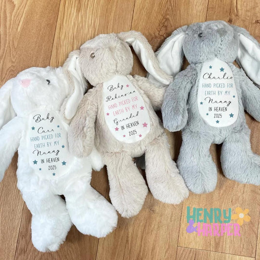 Personalised Grandparent Memory Teddy - Grandad in Heaven Bunny - Nana Memorial Bunny - Sent From Heaven Gift - New Baby Gifts - Grandma