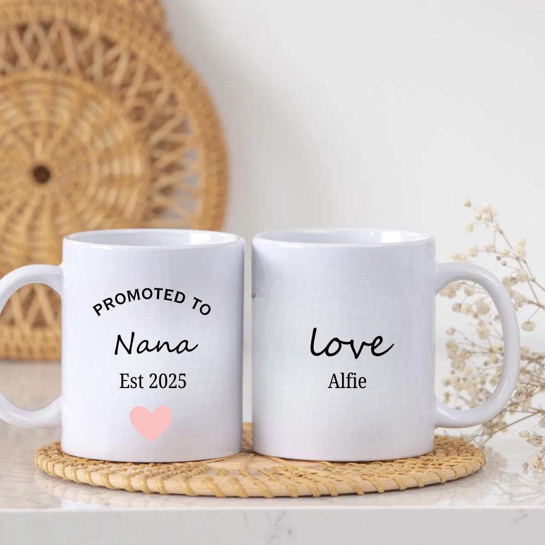 Nana and Grandad Gift, Nanny Grandma Mug Set, Grandparent Personalised Mug, New Grandparent Gift, Pregnancy Announcement