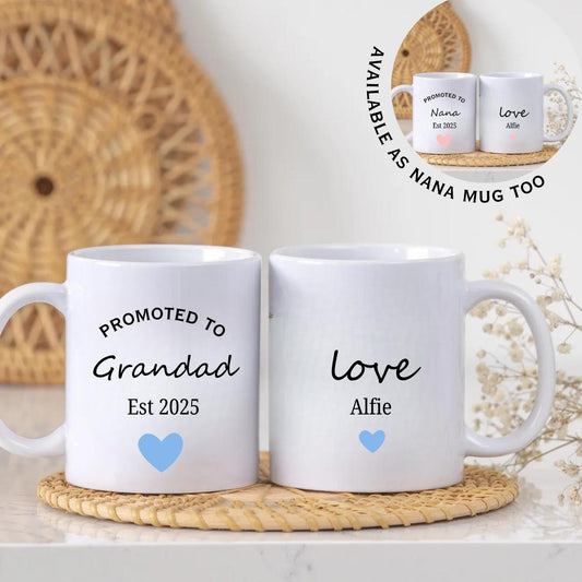 Nana and Grandad Gift, Nanny Grandma Mug Set, Grandparent Personalised Mug, New Grandparent Gift, Pregnancy Announcement