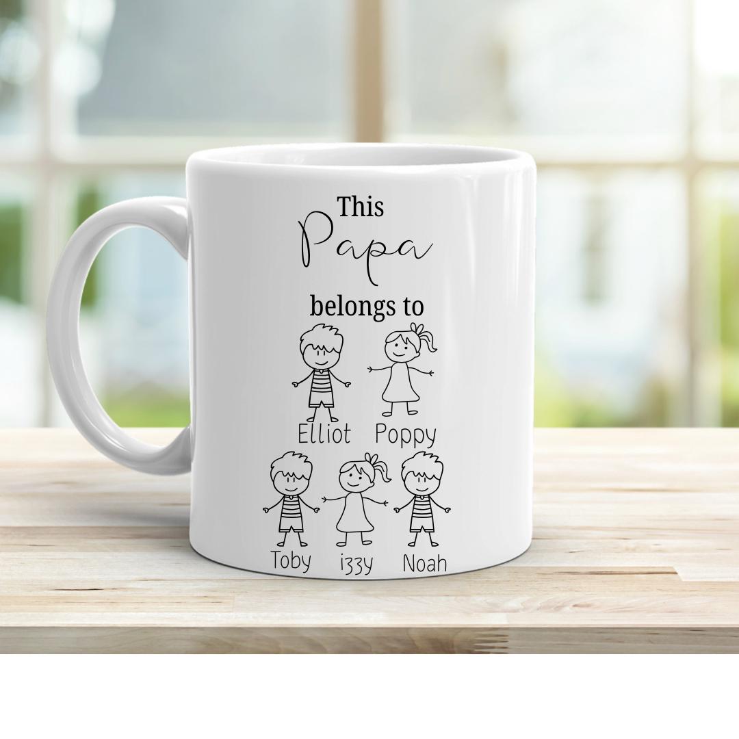 This grandpa belongs to mug with grandchildren names ,Christmas Gift for Grandpa , Children drawing ,Personalised Father's Day ,For Grandad