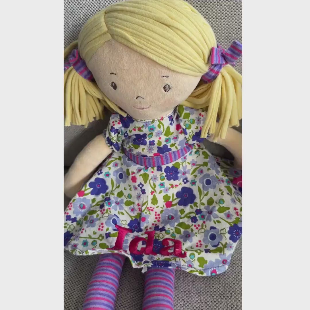 Personalised Rag Doll,Embroidered ,Christmas ,Baby Gift ,Christening Personalised Doll , New Baby , Birth Keepsake , Baby Girl , Baby Shower